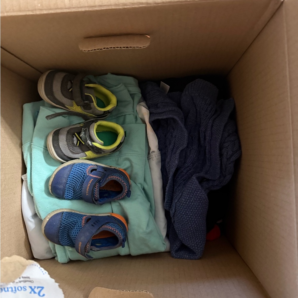 Merrell Boys Navy Blue and Orange Mesh Slip-On Sneakers